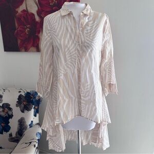Cato High Low Hem Button Up Long Sleeve Shirt Size Medium